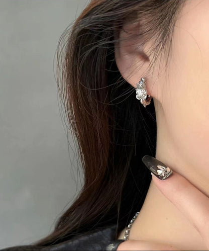 Pendientes de aro circulares con forma de dragón de plata de ley y seda estilo bohemio