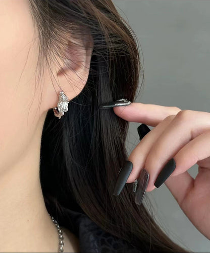 Pendientes de aro circulares con forma de dragón de plata de ley y seda estilo bohemio