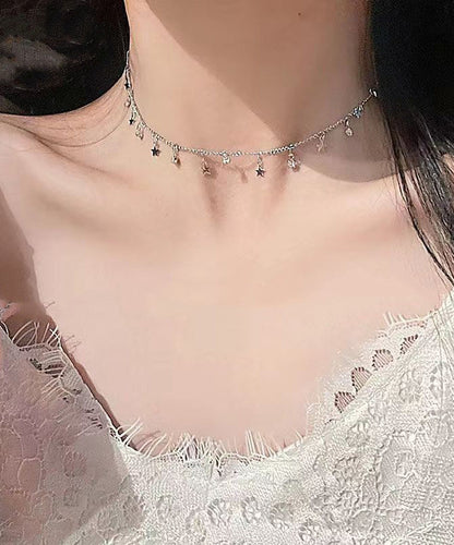 Collar de princesa con estrella de circonita de seda bohemia