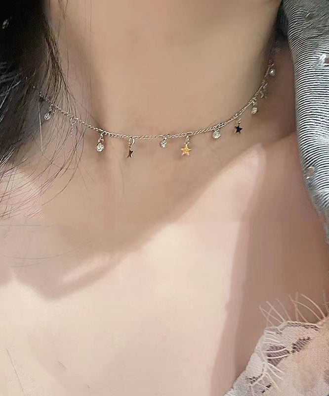 Collar de princesa con estrella de circonita de seda bohemia