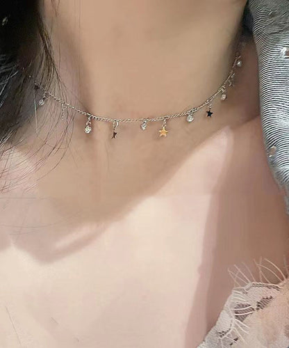 Collar de princesa con estrella de circonita de seda bohemia