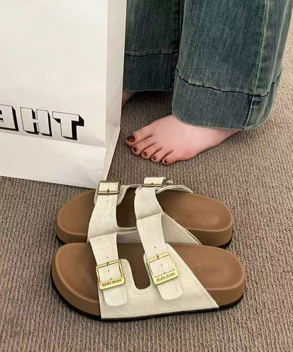 Boho Splicing Platform Green Suede Slide Sandals Peep Toe