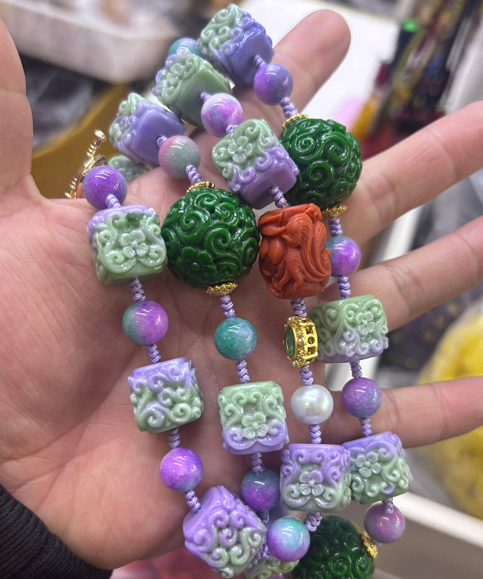 Boho Edelstahl Achat Perlen Perlen Pullover Abgestufte Perlen Halskette