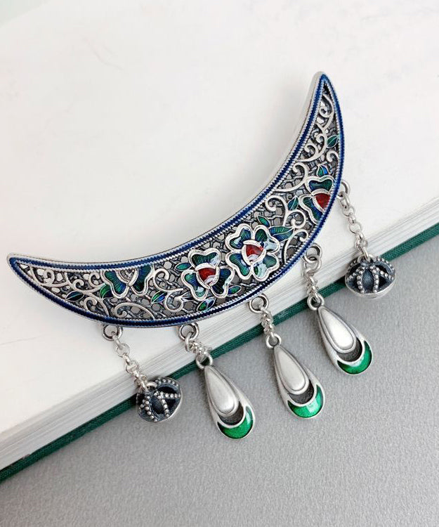 Boho Quaste Bend Anhänger Halskette Retro Burnt Blue