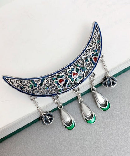 Boho Quaste Bend Anhänger Halskette Retro Burnt Blue