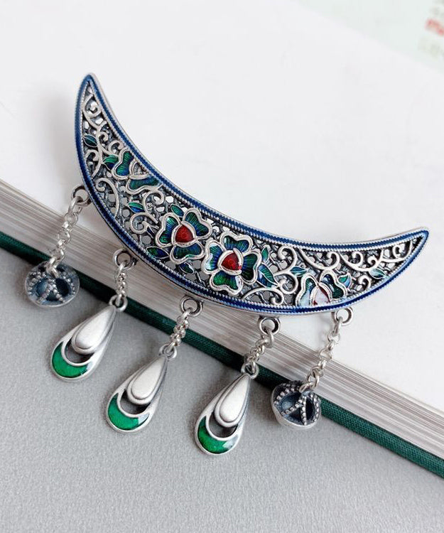 Boho Quaste Bend Anhänger Halskette Retro Burnt Blue