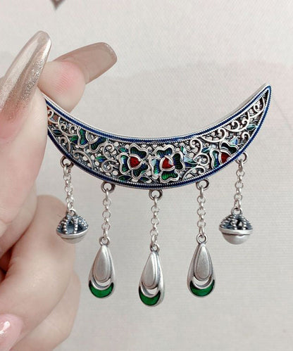 Boho Quaste Bend Anhänger Halskette Retro Burnt Blue