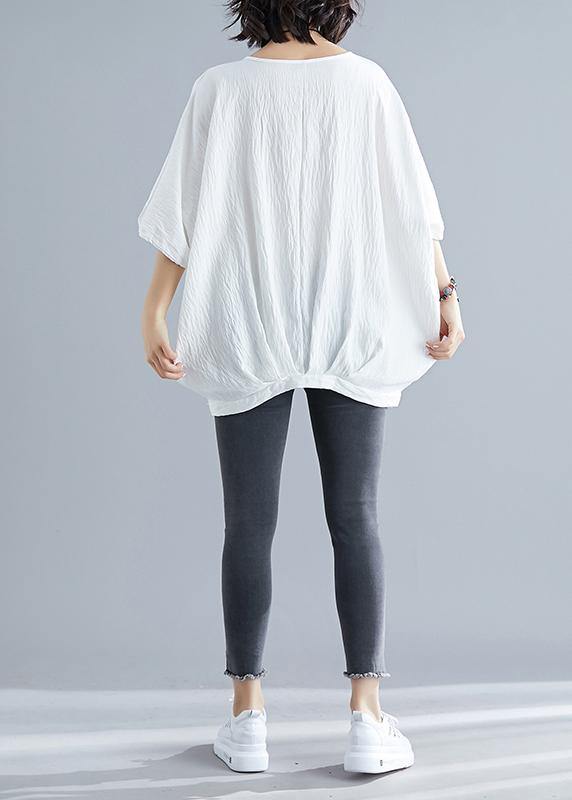 Boho White Batwing Sleeve O-Neck Summer Tops - SooLinen