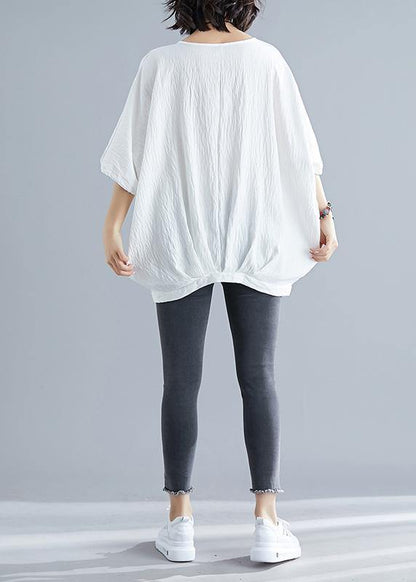 Boho White Batwing Sleeve O-Neck Summer Tops - SooLinen