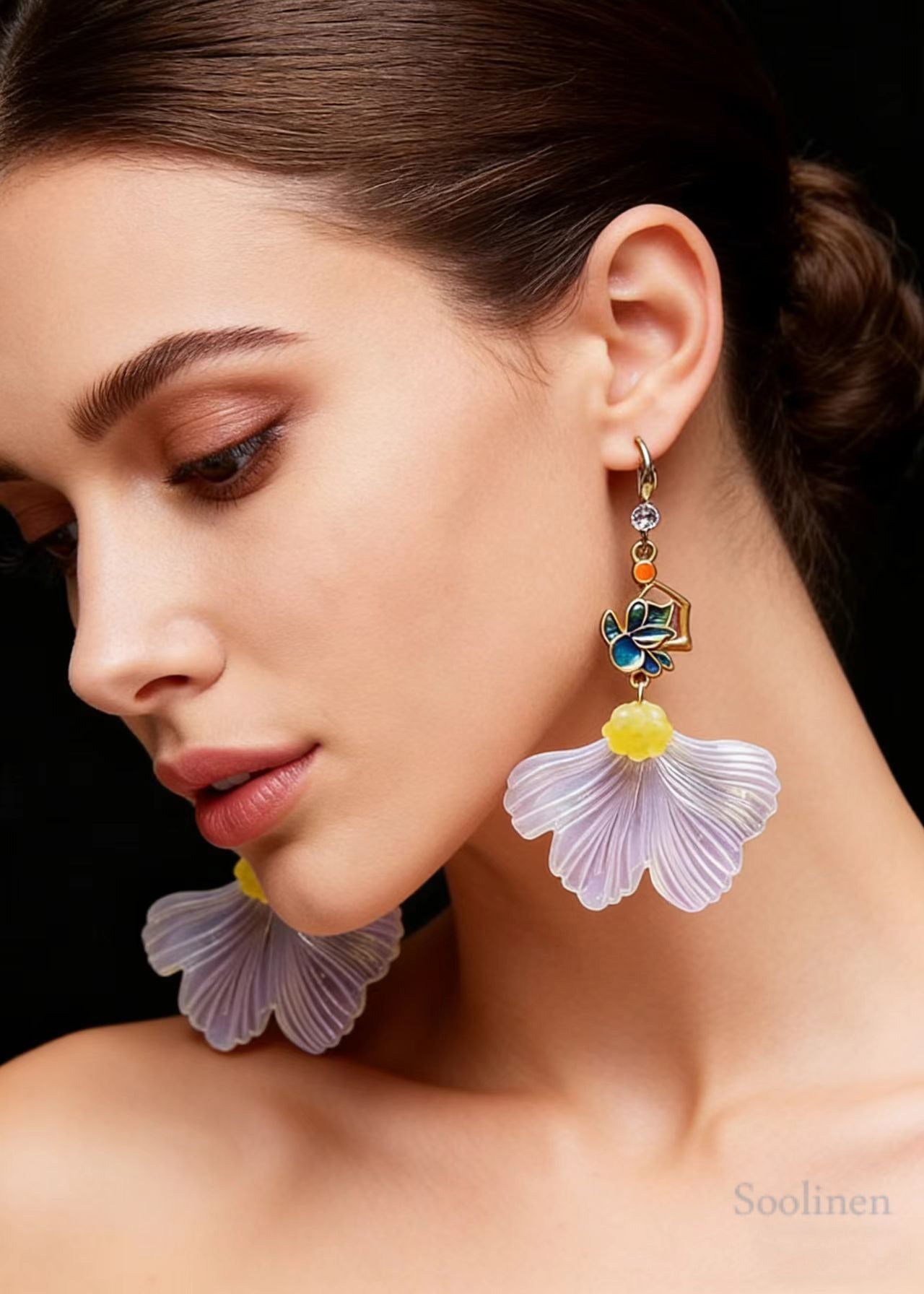 Boho White Ginkgo Leaf Gilding Drop Earrings