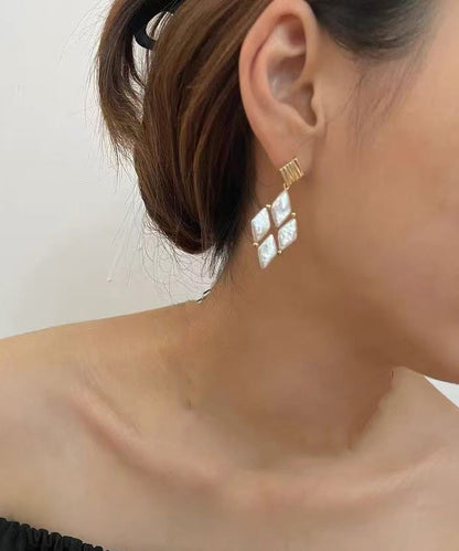 Boho White Metal Alloy Pear Drop Earrings