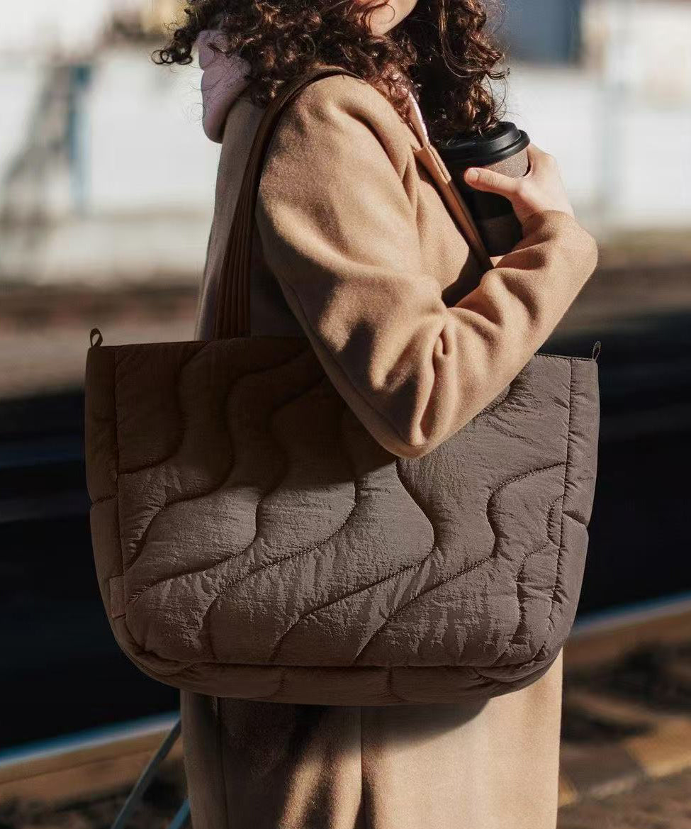 Boho White Solid Durable Large Capacity Nylon Satchel Handbag