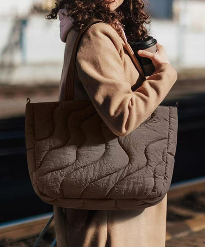 Boho White Solid Durable Large Capacity Nylon Satchel Handbag