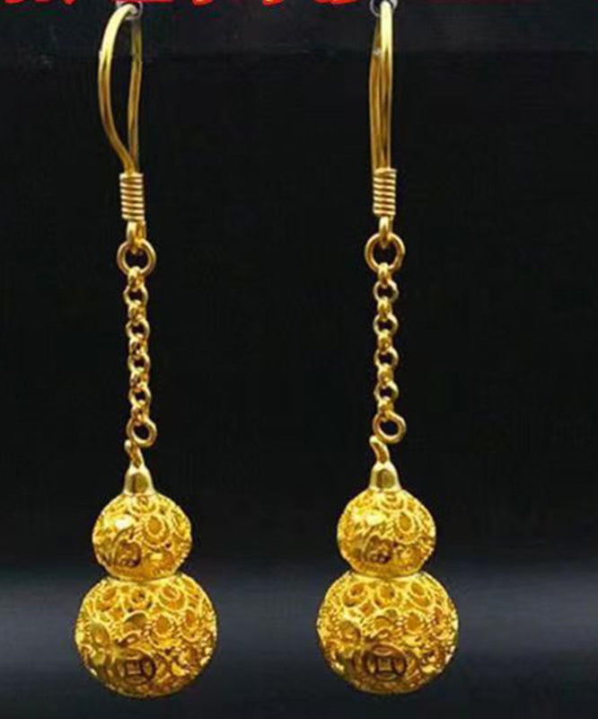 Boho Gelb Kupfer Overgild Ausgehöhlte Kürbis Tropfen Ohrringe