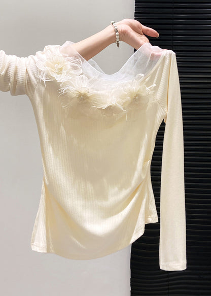 Boho-Top aus gelber Baumwolle mit Blumenmuster und seitlichem Schlitz für den Frühling