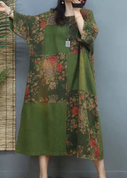 Boho Rotes Patchwork-Partykleid aus Baumwolle mit Kapuze für den Winter