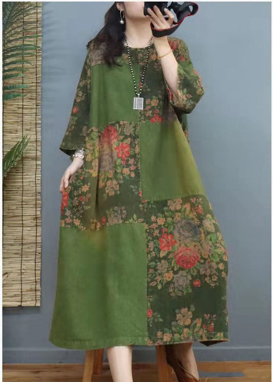 Boho Rotes Patchwork-Partykleid aus Baumwolle mit Kapuze für den Winter