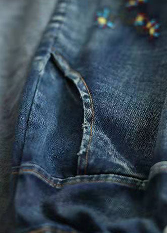 Boho Dunkelblau Bestickte Quasten A Linie Sommerröcke Denim