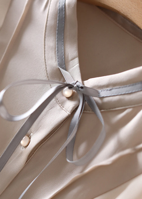 Boutique Apricot Rüschen Knopf Seidenhemden Frühling