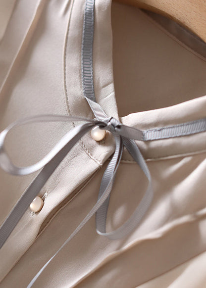 Boutique Apricot Rüschen Knopf Seidenhemden Frühling