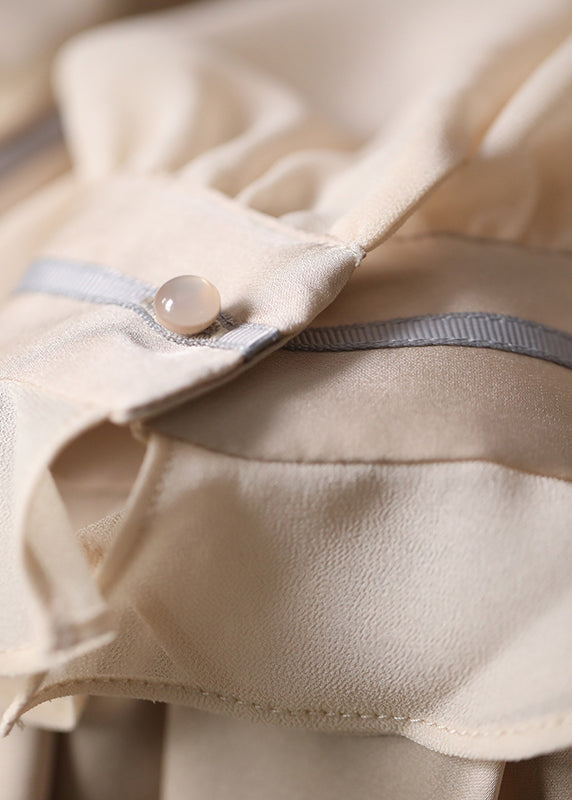 Boutique Apricot Rüschen Knopf Seidenhemden Frühling