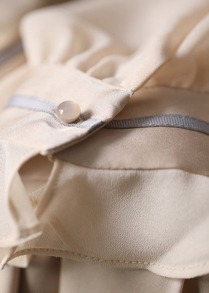 Boutique Apricot Rüschen Knopf Seidenhemden Frühling