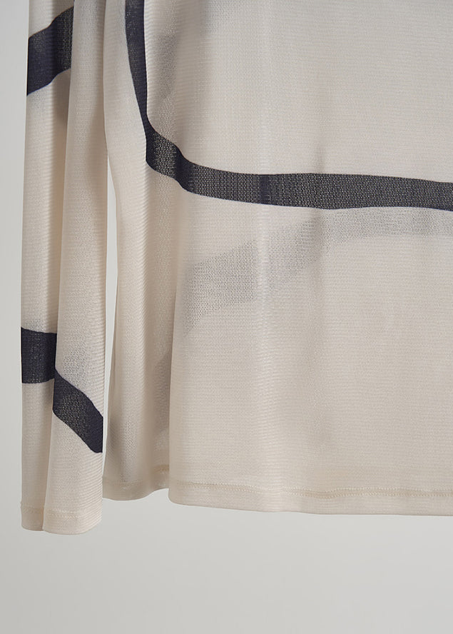 Zweiteiliges Set aus gestreiftem, aprikosenfarbenem Chiffon – Damenbekleidung für den Frühling