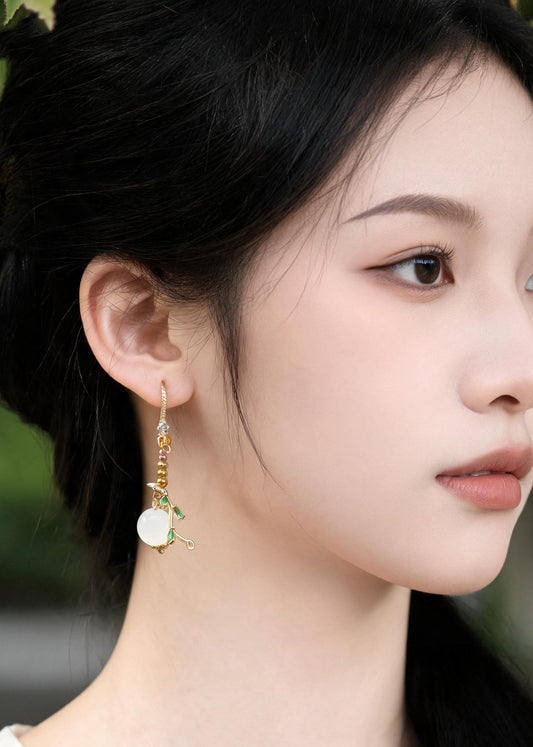Boutique Asymmetrical Design Fine Jade Drop Earrings