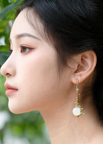 Boutique Asymmetrical Design Fine Jade Drop Earrings