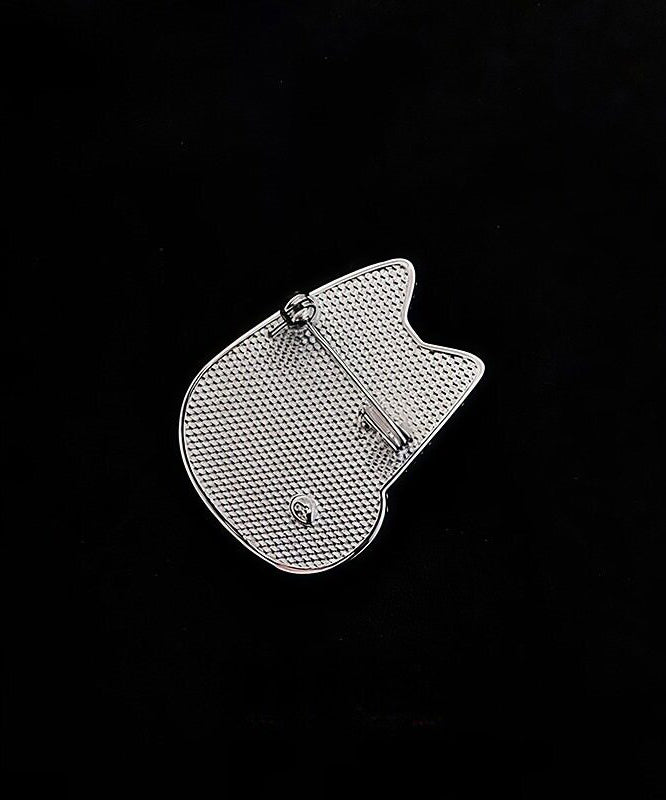 Boutique Black Alloy Crystal Zircon Cat Brooches