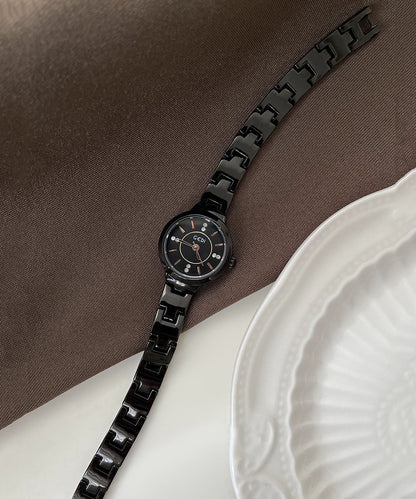 Boutique Black Alloy Hardlex Crystal Quartz Movement Watches