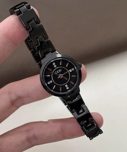 Boutique Black Alloy Hardlex Crystal Quartz Movement Watches