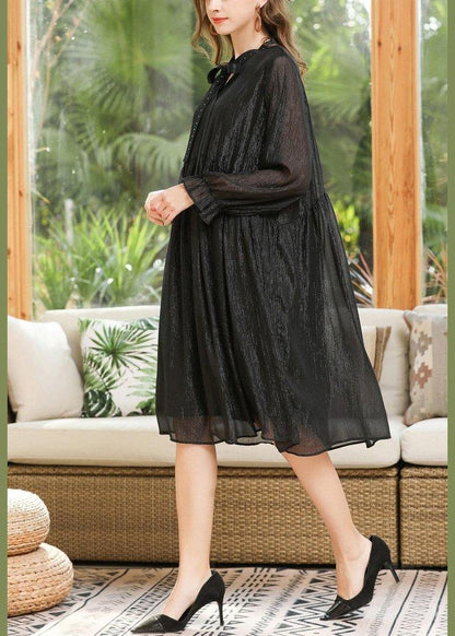 Boutique Black Chiffon Rivet Summer Long Dresses - SooLinen