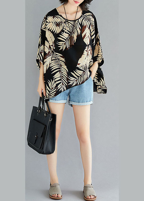 Boutique Schwarzes Blusentop mit Rundhalsausschnitt und asymmetrischem Design, Halbarm