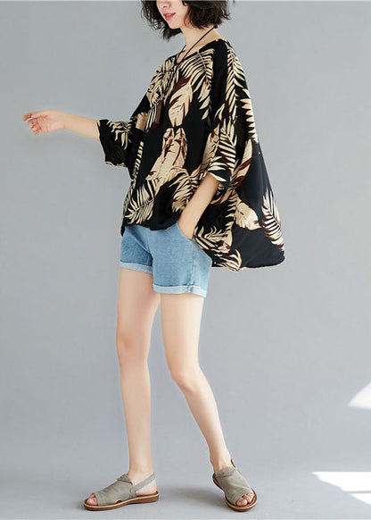 Boutique Schwarzes Blusentop mit Rundhalsausschnitt und asymmetrischem Design, Halbarm