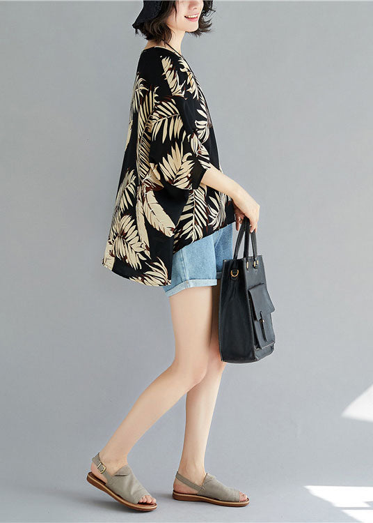 Boutique Schwarzes Blusentop mit Rundhalsausschnitt und asymmetrischem Design, Halbarm