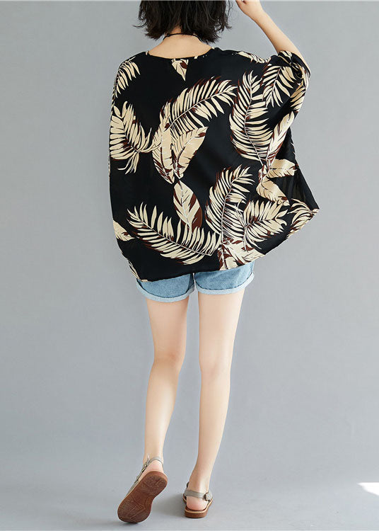 Boutique Schwarzes Blusentop mit Rundhalsausschnitt und asymmetrischem Design, Halbarm