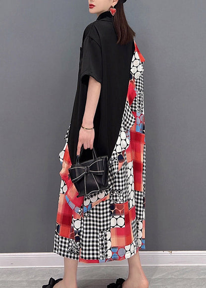 Boutique Schwarz Peter Pan Kragen Rüschen Patchwork Hemd Kleider Kurzarm