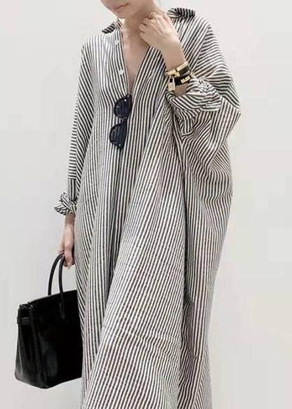 Boutique Schwarz Peter Pan Kragen Gestreiften hemden Kleid Frühling