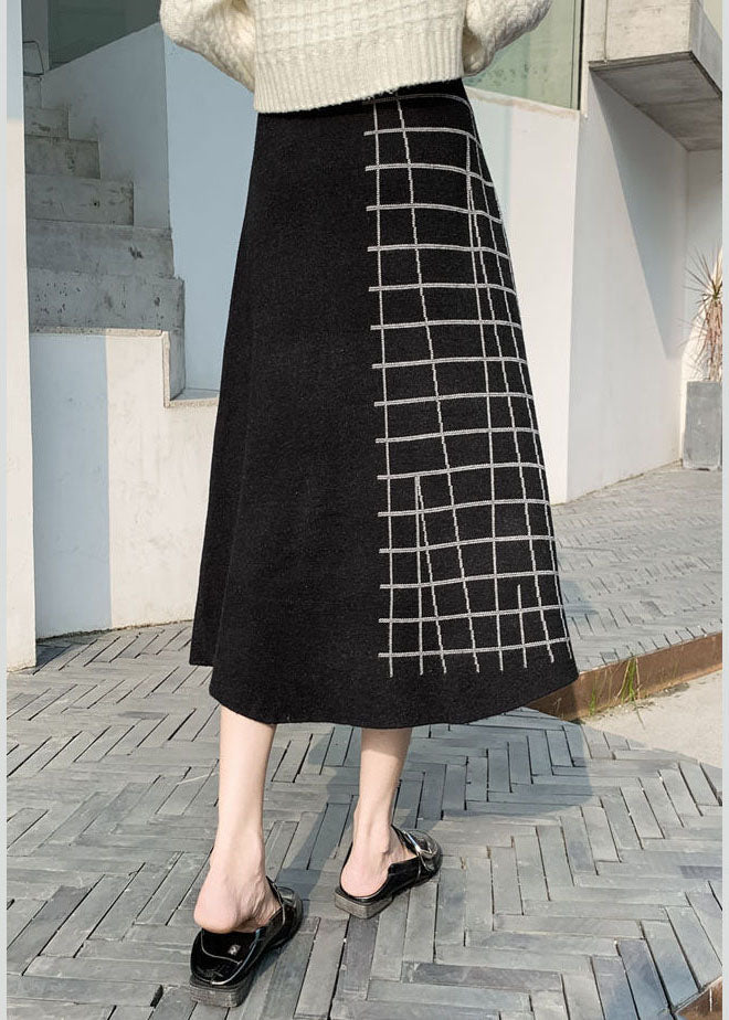 Boutique Schwarz Plaid Strick a-line Röcke Winter