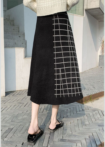 Boutique Schwarz Plaid Strick a-line Röcke Winter