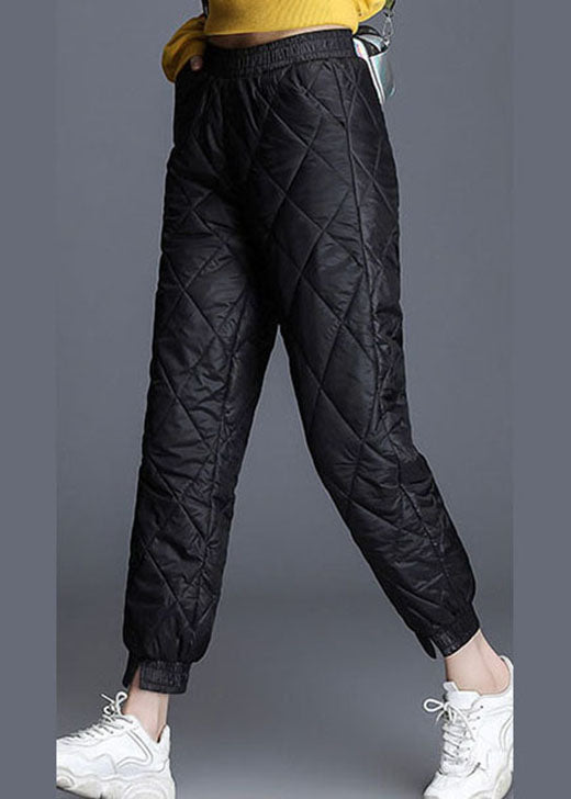 Boutique Schwarze Taschen Feine Baumwolle gefüllte Hose Winter