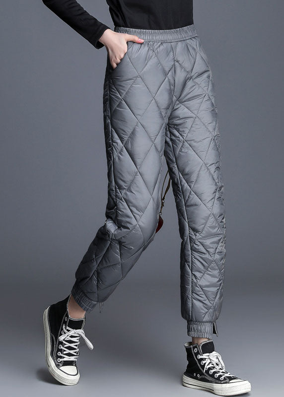 Boutique Schwarze Taschen Feine Baumwolle gefüllte Hose Winter