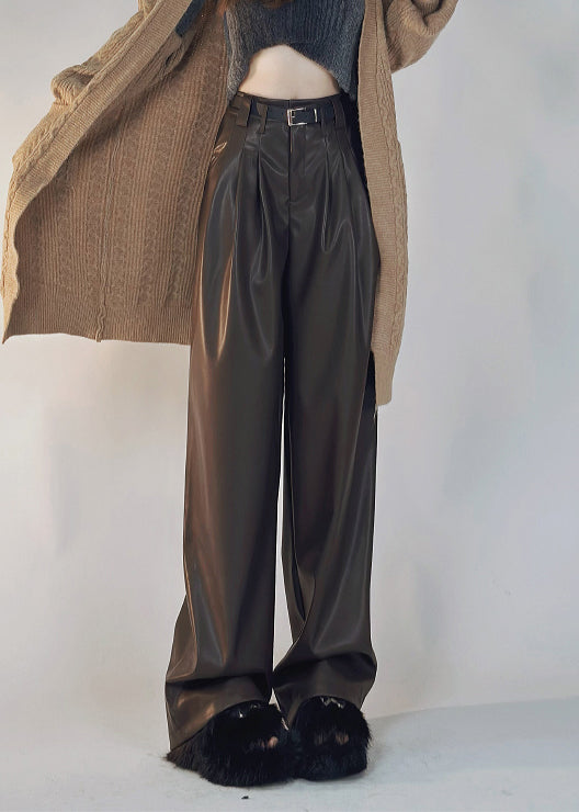 Boutique Schwarze, einfarbige, warme Fleecehose mit Taschen aus Kunstleder