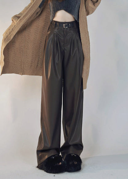 Boutique Schwarze, einfarbige, warme Fleecehose mit Taschen aus Kunstleder