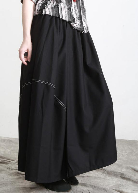 Boutique Black Pockets asymmetrical design Summer Skirts - SooLinen