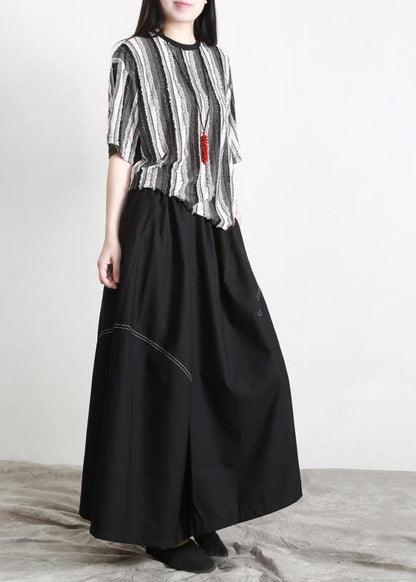 Boutique Black Pockets asymmetrical design Summer Skirts - SooLinen