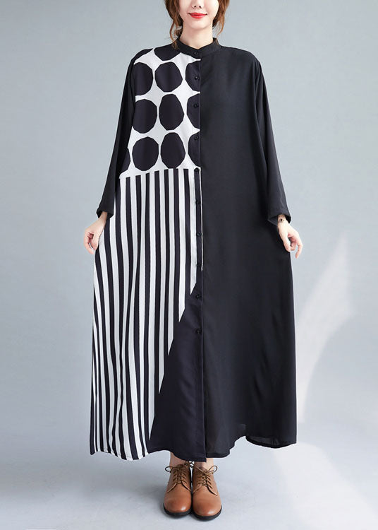 Boutique Schwarz Print Patchwork Urlaubskleider Frühling