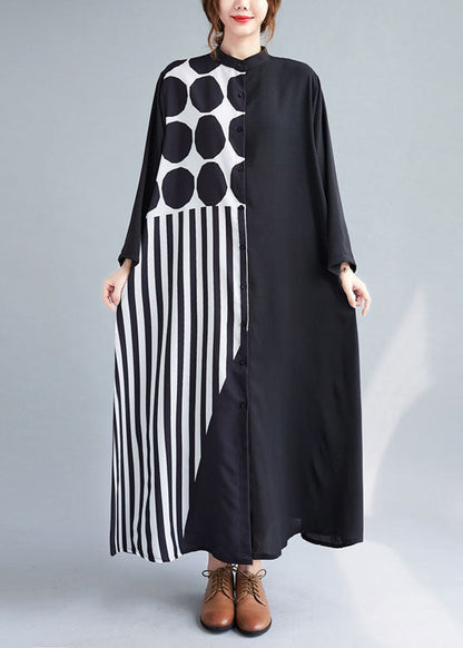 Boutique Schwarz Print Patchwork Urlaubskleider Frühling