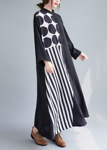 Boutique Schwarz Print Patchwork Urlaubskleider Frühling